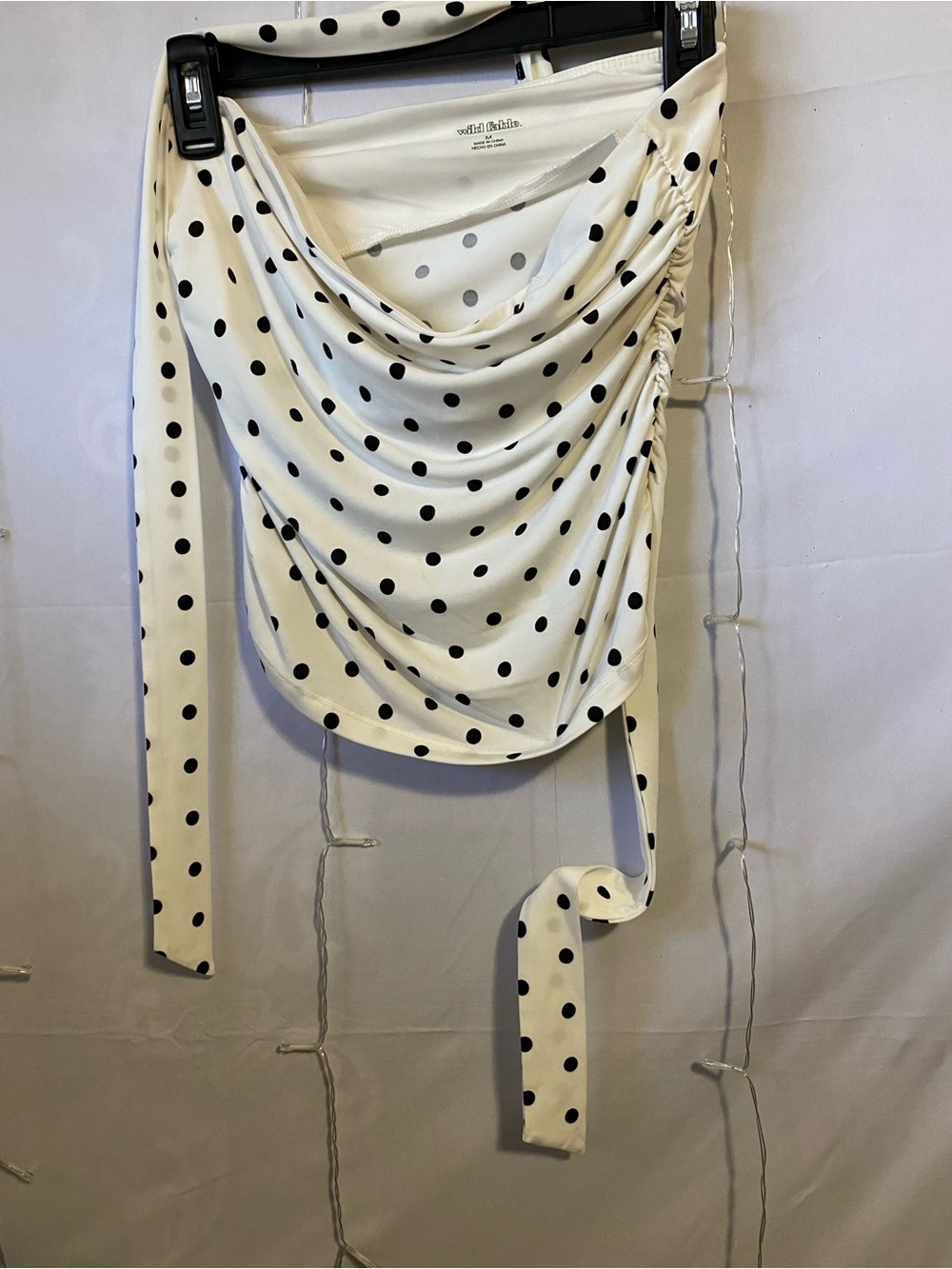 White Polka Dot Draped Crop Top